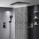 Ensemble de robinets de douche montés au plafond de la salle de bains, système de douche à effet de pluie à haut débit encastré avec douchette multifonction, interrupteur d'eau chaude et froide inclus