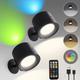 Battery Operated Wall Sconces Wireless Magnetic Wall Lights with Remote 9 Colors RGB Rechargeable Ambient Sconce 3 Color Temp Dimming Removable Wall Mounted Lamp for Bedroom