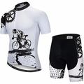 21Grams Men's Cycling Jersey Set Cycling Jersey with Shorts Short Sleeve Mountain Bike MTB Road Bike Cycling White Black Green Graphic Patterned Gear Bike Clothing Suit 3D Pad Breathable Quick Dry