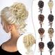 Messy Bun Hair Piece for Women with Claw Clip Hair Extensions Platinum Blonde BunCurly Wavy Hair Bun Clip in Claw Chignon Ponytail Hairpieces with Long Beard Tousled