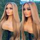 Straight Human Hair Lace Front Wig Brazilian Virgin Hair Ombre Color Lace Front Wig with Baby Hair for Women