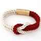 Women's Men's Braided Rope Chain Bracelet with Magnetic Clasp Bow Charm Bangle - Claret