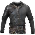 Halloween Mens Graphic Hoodie Pullover Sweatshirt Black Hooded Armor Viking Print Casual Daily Holiday 3D Sportswear Big And Tall Spring Leather Pirate Summer