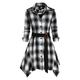 Women's Lace Shirt Blouse Shacket Plaid Casual Lace Print Flowing tunic Black Long Sleeve Fashion Shirt Collar Spring Fall