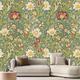 Birds Wallpaper Roll Mural Inspired by William Morris Wall Covering Sticker Peel and Stick Removable PVC/Vinyl Material Self Adhesive/Adhesive Required Wall Decor for Living Room Kitchen Bathroom