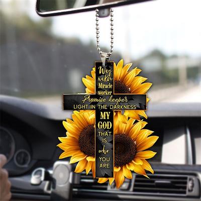 Cross Wing God Faith Rose Rosy Butterfly Christian Memorial Jesus Car Rear View Mirror Accessories Christmas Tree Ornament Decoration Hanging Charm Interior Rearview Pendant Decor Gift