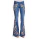 Women's Jeans Bootcut Bell Bottom Denim Floral Full Length Micro-elastic Mid Waist Fashion Streetwear Street Daily Dark Blue Light Blue S M Fall Winter