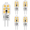 G4 LED Bulb AC/DC 12V G4 Bi-Pin Base Lights Dimmable G4 20W Halogen Bulb Replacement Warm White 3000K/ White 6000K Clear Cover 5Pack