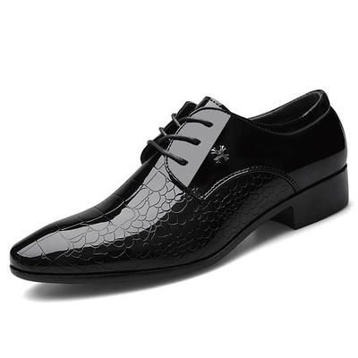 Men's Oxfords Business Wedding Party Dress Shoes PU Leather Pointed Toe Loafers Breathable Non-slipping Height-increasing Black Fall Spring