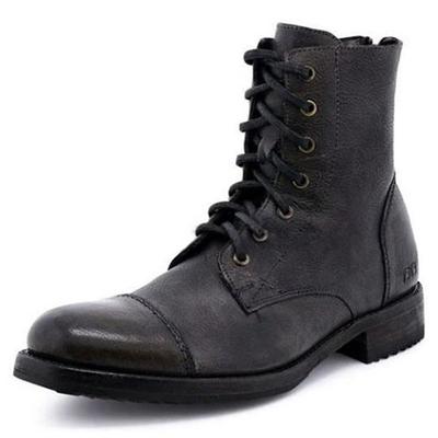 Men's Vintage Faux Leather Lace-Up Ankle Boots – Durable Combat Style for Outdoor and Casual Wear