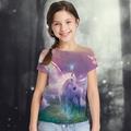 Kids Girls' T shirt Tee Short Sleeve Horse Unicorn Rainbow 3D Print Graphic Animal Print Rainbow Children Tops Summer Active Cute Causal 2-13 Years