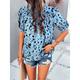 Women's Summer Tops Peplum Designer Shirt Polka Dot Tie Dye Work Casual Holiday Puff Sleeve Blue Beige Pleated Short Sleeve Vacation Neutral Daily High Neck Form Fit Summer Spring Summer