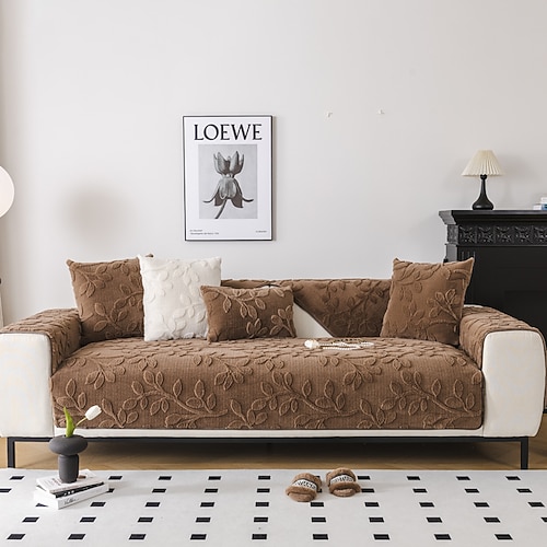 Fodera per divano in peluche shaggy copridivano copridivano componibile jacquard floreale, protezione per mobili copridivano antiscivolo per cani gatti bambini (venduto al pezzo/non tutto il set)