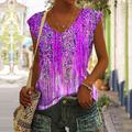 Top Canottiera da Donna Canottiera Basic Stampata Senza Maniche Top Regolari V Neck Casual Rosa Blu Viola Arancione Verde