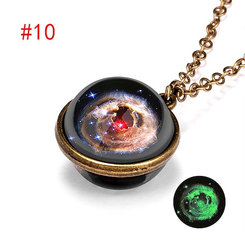 collana pianeta farjing, bagliore nel sistema galassia scuro doppia faccia vetro cupola pianeta collana ciondolo gioielli regalo