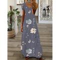 abito lungo maxi da donna abito casual abito estivo abito stampato moda streetwear all'aperto vacanza quotidiano stampa manica corta scollo a V abito vestibilità regolare nero bianco rosa estate primavera s m l xl xxl