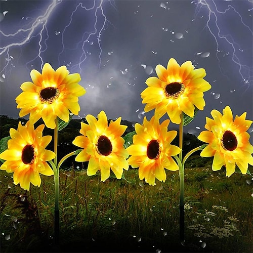 luci a girasole alimentate ad energia solare, luci solari da giardino, paletti decorativi per fiori da giardino a LED per esterni per decorazioni di vialetti e prati