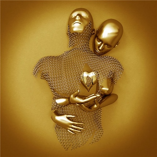 3d wall art amore cuore stampe/poster scultura in metallo coppia abbraccio immagine moderna decorazione della casa appeso a parete regalo tela arrotolata senza cornice non allungata