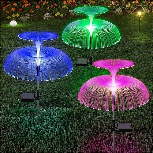 lampada per meduse a doppio strato in fibra solare lampada da giardino decorativa per giardino a induzione con presa a terra per esterni