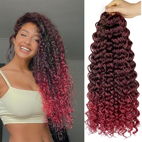 18 pollici 8 confezioni capelli ricci all'uncinetto spiaggia arricciatura onda d'acqua capelli all'uncinetto onda profonda trecce ondulate capelli ricci all'uncinetto per le donne nere