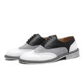 scarpe oxford da uomo con punta a coda di rondine ispirate a Gatsby, disponibili in bianco, grigio scamosciato e marrone, scarpe eleganti brogue vintage in pelle per matrimoni degli anni '20, feste jazz in giardino ed eventi formali