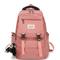 Zaino da scuola rosa impermeabile in nylon con portachiavi in peluche a forma di scimmia: zaino da scuola elegante e resistente con tasche multiple per i viaggi e l'uso quotidiano