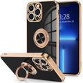 Custodia per iPhone 16e iPhone 16 iPhone 15 Pro Max Plus iPhone 14 13 12 11 Pro Max Mini X XR XS Max 8 7 Plus Custodia posteriore con supporto anello protezione obiettivo della fotocamera TPU
