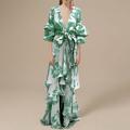 abito da altalena da donna abito boho abito lungo maxi vestito blu giallo verde chiaro floreale allacciatura manica lanterna abito primavera estate profondo v orlo irregolare fine settimana vestibilità ampia 2023 s m l xl xxl