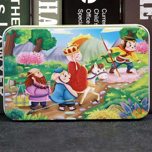 Puzzle di legno per bambini puzzle da 60 pezzi in scatola di ferro puzzle per educazione prescolare giocattoli in legno regalo di Natale