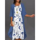 Abito di Laurea da Donna Abito Midi Due Pezzi Set Abito Casual Abito Stampa Abito Elegante Moda Ombre Stampa Floreale Manica 3/4 Girocollo Esterno Quotidiano Rosa Rosa Scuro Blu Estate Primavera