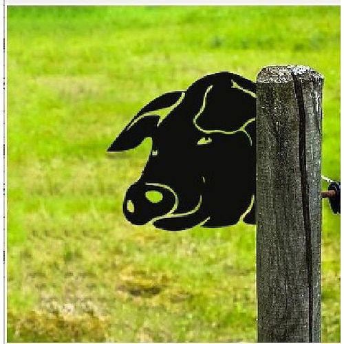 animali metallo giardino art decor, divertente mucca che fa capolino sculture da parete in metallo arte del ferro battuto resistente alle intemperie mucca segno esterno giardino agriturismo arredamento mucca parete arredamento