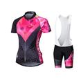 Malciklo Per donna Manica corta Maglia con salopette corta da ciclismo Estate Elastene Licra Poliestere RosaBianco Viola Giallo Geometrico Formale Taglie forti Bicicletta Maglietta / Maglia Calze
