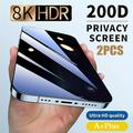 2 pz Protezione schermo Per Apple iPhone16 iPhone 15 Pro Max Plus iPhone 14 13 12 11 Pro Max Mini X XR XS Max 8 7 Plus Vetro temperato Anti-spia Durezza 9H Anti Bolle Anti-impronte Compatibile con 3D