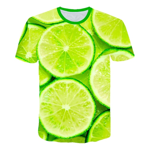 Per uomo Blocco di colori Frutta 3D Maglietta Manica Corta maglietta Girocollo Camicia Esagerato Essenziale Quotidiano Sportivo Verde chiaro Abbigliamento Taglie Forti S L XL 2XL 3XL