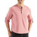 Per uomo Camicia Camicia di lino Camicia Estiva Camicia da Spiaggia Semplice Vacanza Camicia hawaiana Bianco Rosa Marrone Cachi Manica Lunga Girocollo Primavera Autunno Abbigliamento Bottonato
