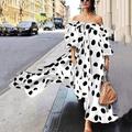 abito casual da donna abito swing abito lungo abito maxi nero rosso marrone senza maniche stampa a pois autunno autunno spalle larghe 2023 s m l xl xxl xxxl 4xl 5xl