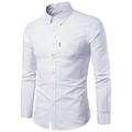 camicia elegante da uomo vestibilità regolare manica lunga risvolto tinta unita misto cotone blu mare nero bianco 2024