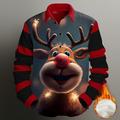 natale uomo natale animali stampati camicie casual abbigliamento quotidiano vacanza uscite autunnoamp;camicia invernale a maniche lunghe rosso scuro, rosso, blu reale s, m, l