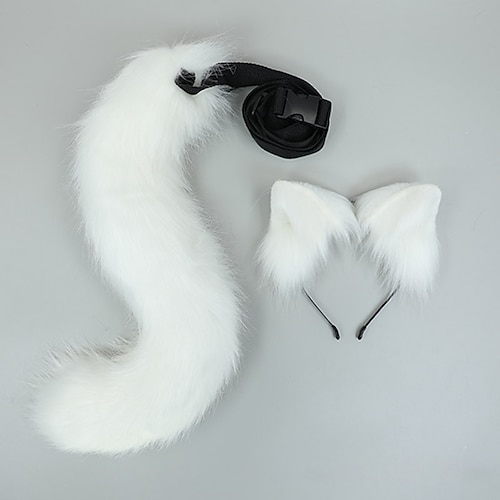 pelliccia volpe gatto lupo cerchietto coda flessibile pelliccia sintetica orecchie carnevale festa di natale lolita costumi cosplay fursuit set di accessori festa in maschera regalo