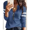 Maglietta da donna a manica lunga con zip a quarti Maglietta a manica lunga casual con zip Felpa Pullover Sportiva Basica Texturizzata Waffle Street V Collo Mezza Zip Nera Bianca Rossa Blu Grigia
