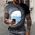 Per uomo Grafico Illusione ottica Maglietta Manica Corta maglietta Stampa 3D Girocollo Camicia Esagerato Essenziale Quotidiano Nero / Bianco Nero 1 # Nero Abbigliamento Normale S M L XL XXL 3XL 4XL