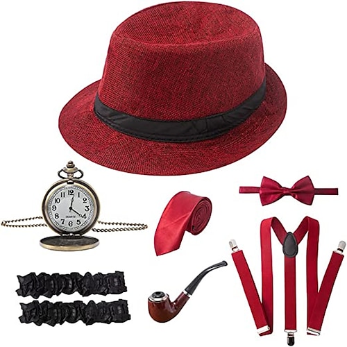 Anni 1920 Abiti Set di accessori Costume Per uomo Halloween Addio al Nubilato Festival Cravatta Cappello Tutte le stagioni