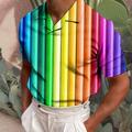 Per uomo POLO Camicia da golf Golf Arcobaleno A strisce Stampe astratte Collare cubano A B C D E Esterno Strada Maniche corte Stampa Abbigliamento Di tendenza Originale Informale Traspirante