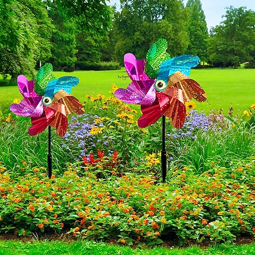 2 pezzi repellente per uccelli girandola per mulino a vento fai da te uccelli deterrente girandole d'argento per la decorazione del giardino esterno del giardino