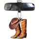 Accessori per Specchietto Retrovisore - Stivali da Cowboy Cappello da Cowboy e Portachiavi a Forma di Sella per Decorazione Auto