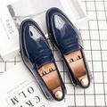mocassini da uomo in similpelle verniciata blu navy – classiche scarpe eleganti slip-on con finitura lucida, perfette per occasioni formali e abbigliamento da lavoro