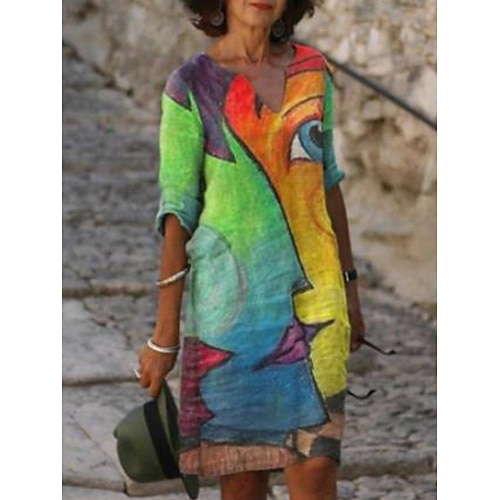 vestito casual da donna abito etnico tubino abito midi leopardo nero bianco mezza manica stampa floreale estate primavera scollo a v basic quotidiano vacanza weekend 2023 s m l xl xxl 3xl