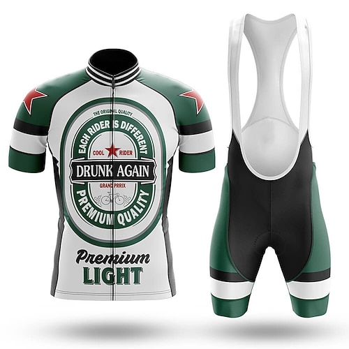 Per uomo Maglia da ciclismo con pantaloncini con bretelle Completo da ciclismo Manica Corta Mountain Bike MTB Ciclismo su strada Estate Primavera Nero Blu Reale Verde Divertente Birra dell'Oktoberfest