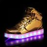 sneakers alte da uomo dorate con led: scarpe luminose e luminose con suole luminose ricaricabili per feste e abbigliamento casual