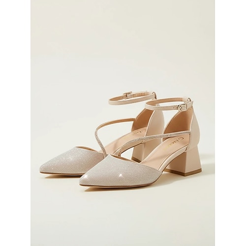 Per donna Scarpe da Sposa Décolleté Scarpe Bling Bling Sandali con Tacco a Blocco Sandali con Tacco Quotidiano Feste Matrimonio Tinta unica Tacchi da Sposa Scarpe da Damigella Strass Tacco grosso